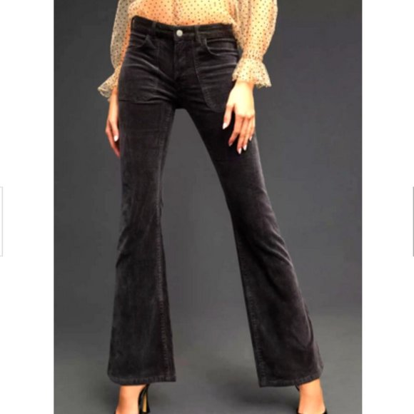 Anthropologie Pilcro 34 NWT Icon Flare Corduroy Pants Jeans Sundrenched Black